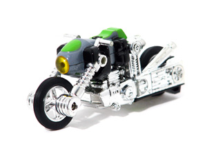 Cy-Kill in Black and Green Motorcycle Mode