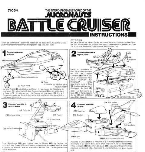 Battle Cruiser Micronauts Instruction Sheet Canadian French