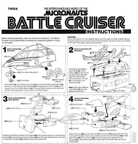 Battle Cruiser Micronauts Instruction Sheet