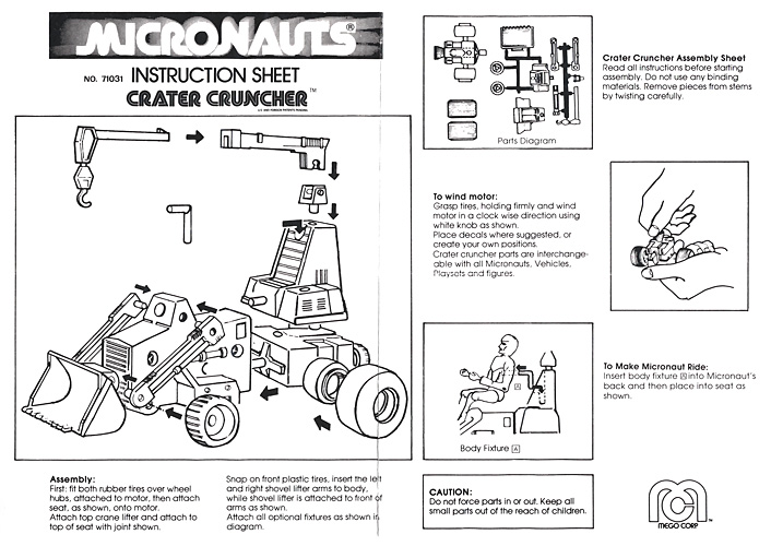 Crater Cruncher Micronauts Instruction Sheet
