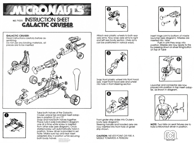 Galactic Cruiser Micronauts Instruction Sheet