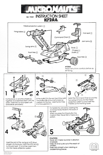 Hyrda Micronauts Instruction Sheet