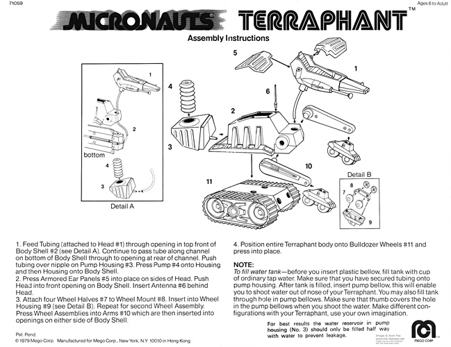 Terraphant Micronauts Instruction Sheet