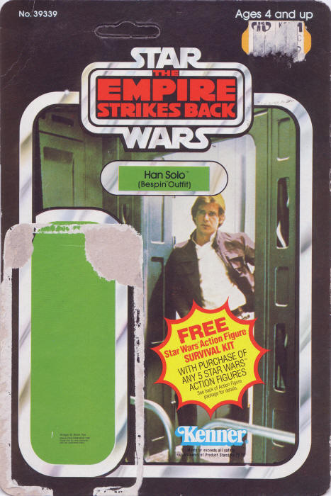 Han Solo Bespin Outfit Australian Toltoys NSW 41 Back Backing Card / Cardback Survival Kit Offer