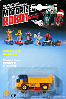 Dump Truck Orange and Blue Motorized Robot on China Alt Mode Card MC Toy