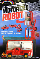 Pick Up Motorized Robot Red on Alt Mode Macau Rainbow Toys Card