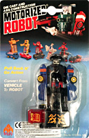 Train with Blue Arms Motorized Robot MC Toy on China Card