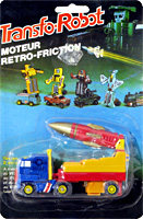 Rocket Truck with Blue Cab and Red Rocket Transfo-Robot Bootleg on Card