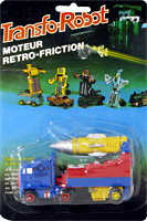 Rocket Truck with Blue Cab and Yellow Rocket Transfo-Robot Bootleg on Card