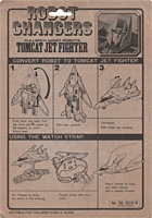 Cardback for Tomcat Jet Fighter Robot Changers