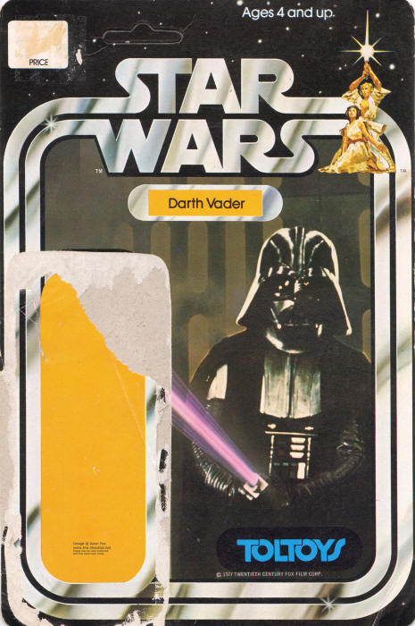 Darth Vader Toltoys Australian 12 Back Backing Card / Cardback