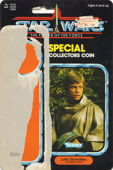 Luke Skywalker in Battle Poncho 92 back POTF Backing Card / Card Back