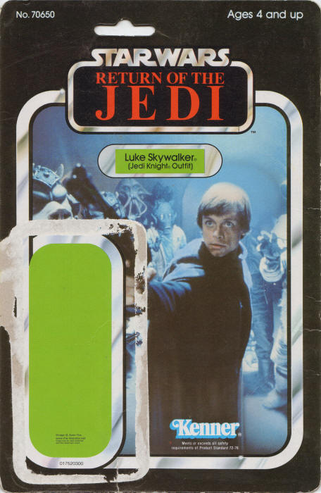 Luke Skywalker Jedi Knight Outfit rotj65b 65 Back Backing Card / Cardback