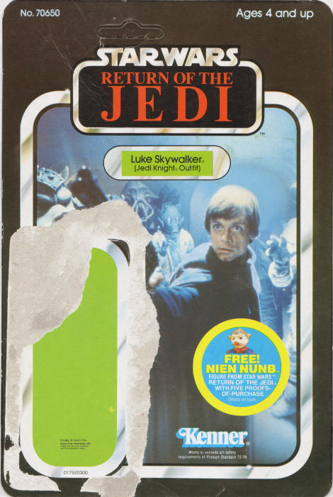Luke Skywalker Jedi Knight Outfit 65 back Toltoys NSW Australia Card Back / Backing Card Nien Nunb Offer