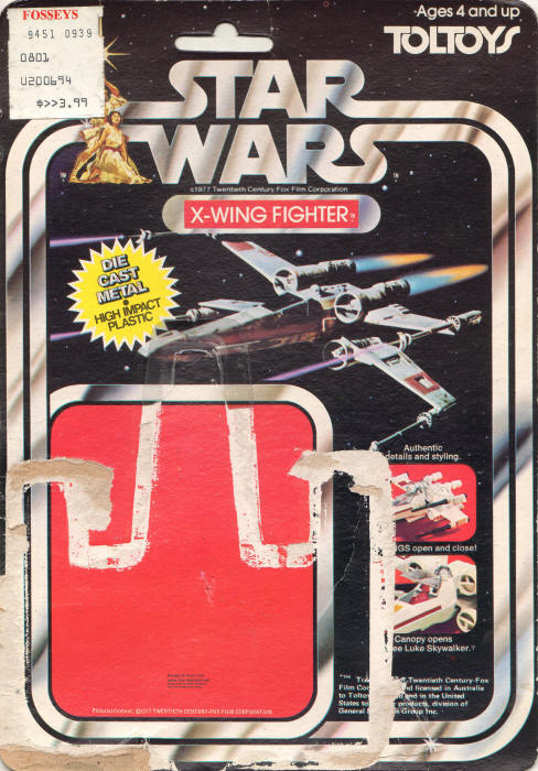 X-Wing Fighter 12 back Toltoys Australian Backing Card / Cardback Diecast Vehicle